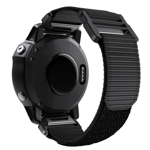For Garmin QuickFit 26mm Kalebol Loop Nylon Buckle Watch Band(Black)