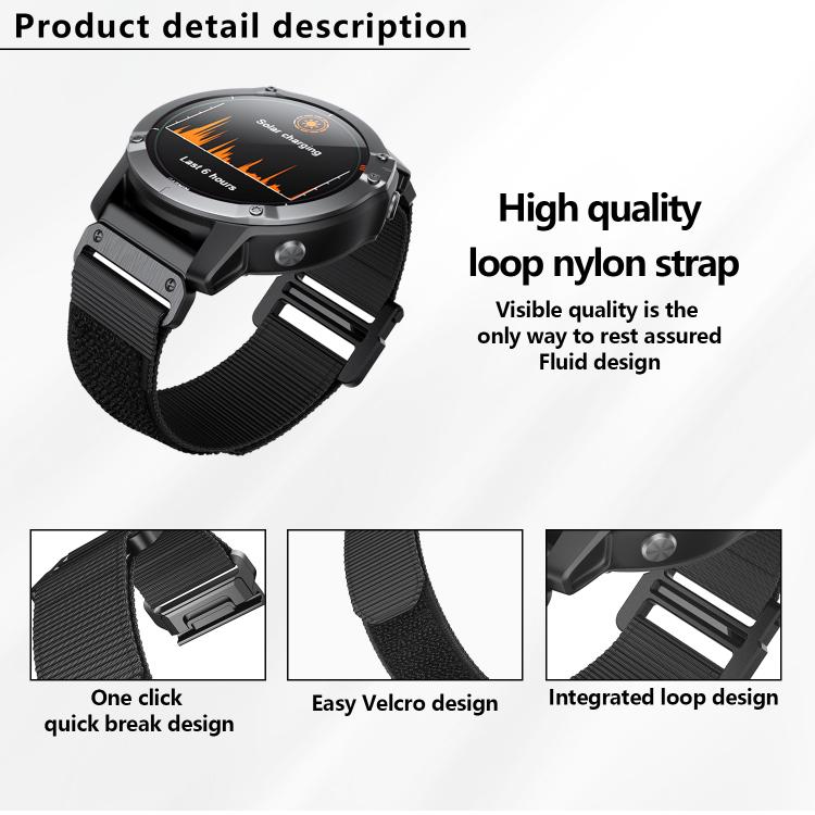 For Garmin QuickFit 26mm Kalebol Loop Nylon Buckle Watch Band(Black)