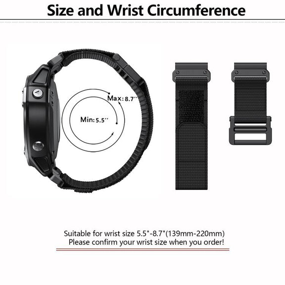 For Garmin QuickFit 26mm Kalebol Loop Nylon Buckle Watch Band(Black)