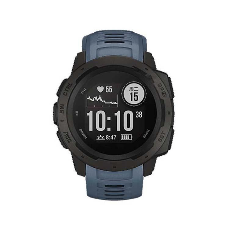 For Garmin Instinct 22mm Kalebol Steel Buckle Silicone Watch Band(Navy Blue)