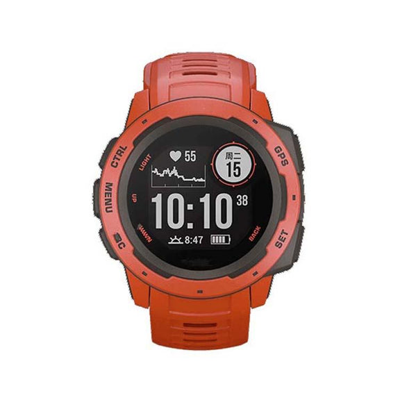 For Garmin Instinct 22mm Kalebol Steel Buckle Silicone Watch Band(Flame Red)