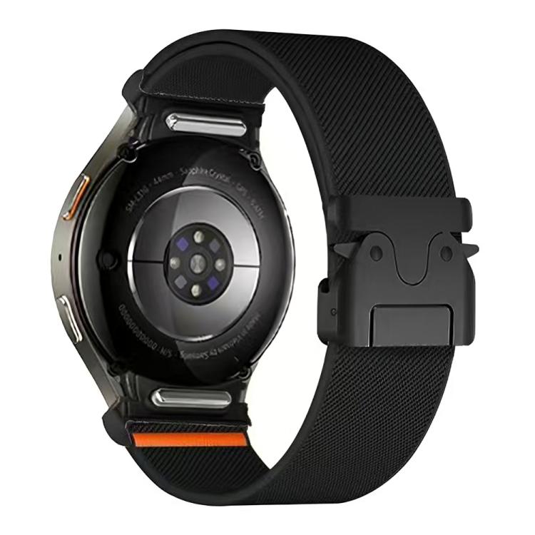 For Samsung Galaxy Watch 7 / 6 / 5 / 4 Press Button Connector Parachute Buckle Elastic Nylon Watch Band(Black)