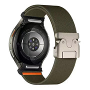 For Samsung Galaxy Watch 7 / 6 / 5 / 4 Press Button Connector Parachute Buckle Elastic Nylon Watch Band(Army Green)