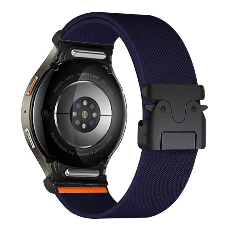 For Samsung Galaxy Watch 7 / 6 / 5 / 4 Press Button Connector Parachute Buckle Elastic Nylon Watch Band(Dark Blue)