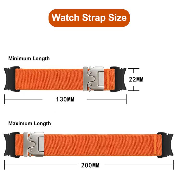 For Samsung Galaxy Watch 7 / 6 / 5 / 4 Press Button Connector Parachute Buckle Elastic Nylon Watch Band(Black)