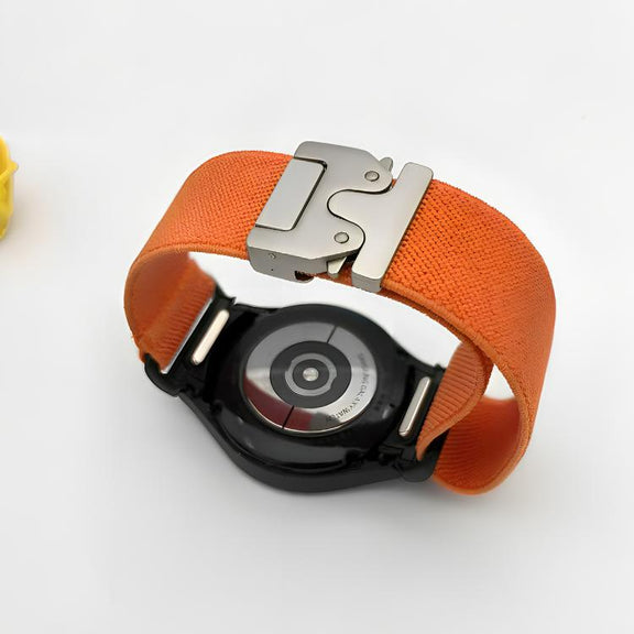 For Samsung Galaxy Watch 7 / 6 / 5 / 4 Press Button Connector Parachute Buckle Elastic Nylon Watch Band(Orange)