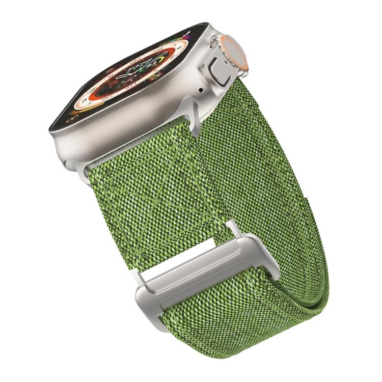 For Apple Watch 46mm / 49mm / 45mm / 44mm Kalebol Canvas Pattern Nylon Loop Strap(Army Green)