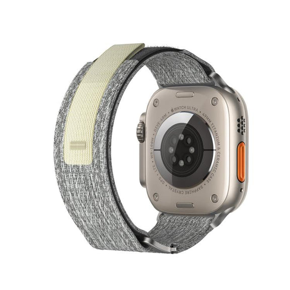 For Apple Watch 46mm / 49mm / 45mm / 44mm Kalebol Canvas Pattern Nylon Loop Strap(Light Grey)