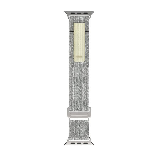 For Apple Watch 46mm / 49mm / 45mm / 44mm Kalebol Canvas Pattern Nylon Loop Strap(Light Grey)