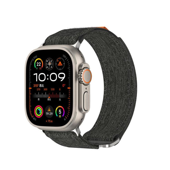 For Apple Watch 42mm / 41mm / 40mm / 38mm Kalebol Canvas Pattern Nylon Loop Strap(Black)