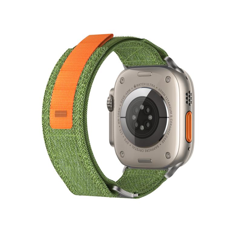 For Apple Watch 42mm / 41mm / 40mm / 38mm Kalebol Canvas Pattern Nylon Loop Strap(Army Green)