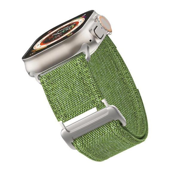 For Apple Watch 42mm / 41mm / 40mm / 38mm Kalebol Canvas Pattern Nylon Loop Strap(Army Green)