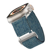 For Apple Watch 42mm / 41mm / 40mm / 38mm Kalebol Canvas Pattern Nylon Loop Strap(Light Blue)