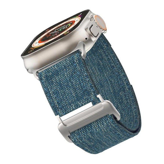 For Apple Watch 42mm / 41mm / 40mm / 38mm Kalebol Canvas Pattern Nylon Loop Strap(Light Blue)