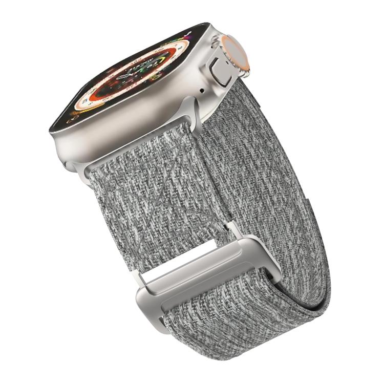 For Apple Watch 42mm / 41mm / 40mm / 38mm Kalebol Canvas Pattern Nylon Loop Strap(Light Grey)