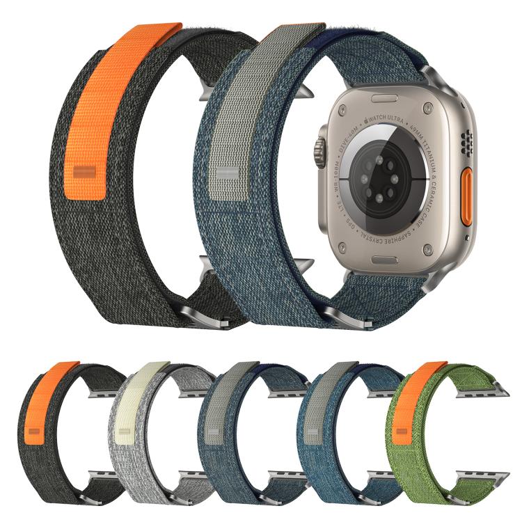 For Apple Watch 42mm / 41mm / 40mm / 38mm Kalebol Canvas Pattern Nylon Loop Strap(Light Blue)