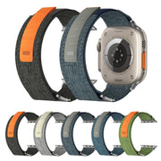 For Apple Watch 42mm / 41mm / 40mm / 38mm Kalebol Canvas Pattern Nylon Loop Strap(Light Blue)