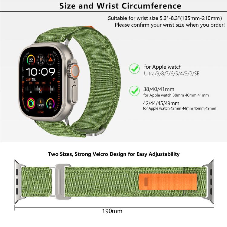 For Apple Watch 46mm / 49mm / 45mm / 44mm Kalebol Canvas Pattern Nylon Loop Strap(Light Blue)