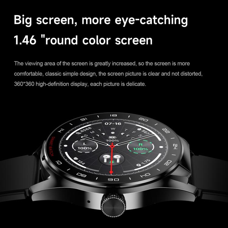 D9 1.46 inch 2 in 1 Bluetooth Earphone Smart Watch, Support Bluetooth Call / NFC / Heart Rate(Black)