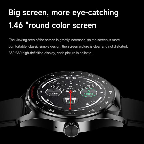 D9 1.46 inch 2 in 1 Bluetooth Earphone Smart Watch, Support Bluetooth Call / NFC / Heart Rate(Black)