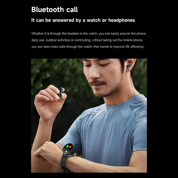 D9 1.46 inch 2 in 1 Bluetooth Earphone Smart Watch, Support Bluetooth Call / NFC / Heart Rate(Black)