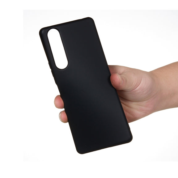 For Sony Xperia 5 Plus / Xperia 1 II Solid Color Liquid Silicone Dropproof Full Coverage Protective Case(Black)