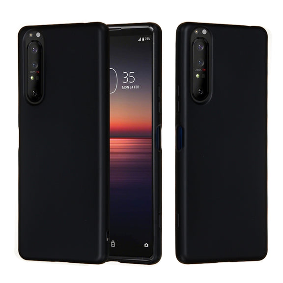 For Sony Xperia 5 Plus / Xperia 1 II Solid Color Liquid Silicone Dropproof Full Coverage Protective Case(Black)