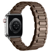 For Apple Watch 46mm / 49mm / 45mm / 44mm I-shaped Three-piece Leather Magnetic Watch Band(Taupe)