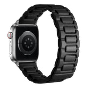 For Apple Watch 46mm / 49mm / 45mm / 44mm I-shaped Three-piece Leather Magnetic Watch Band(Black)