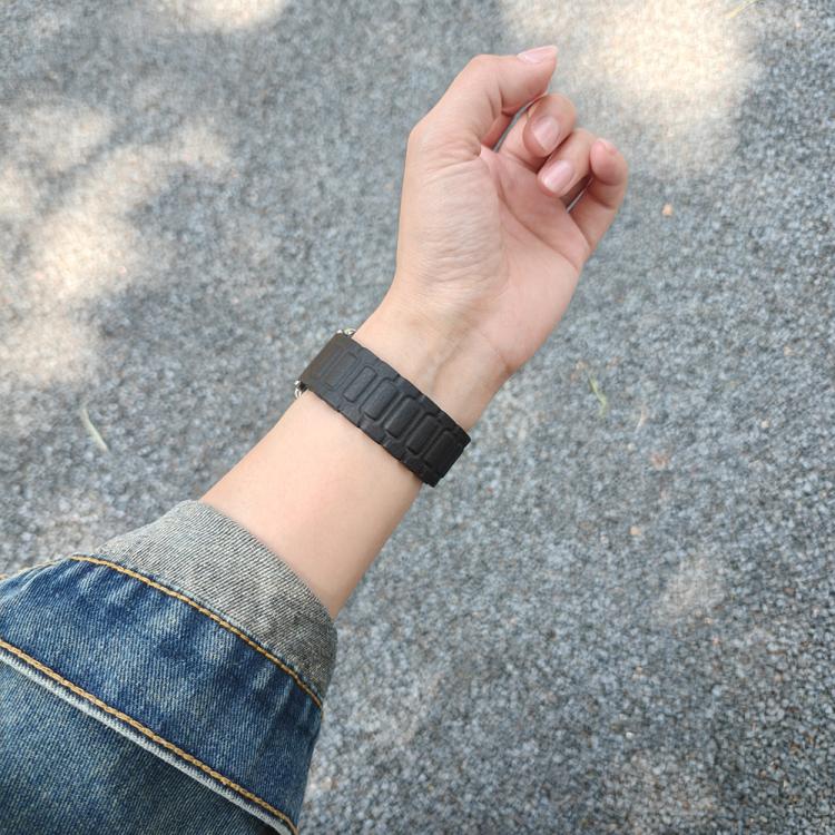 For Apple Watch 46mm / 49mm / 45mm / 44mm I-shaped Three-piece Leather Magnetic Watch Band(Black)