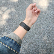 For Apple Watch 46mm / 49mm / 45mm / 44mm I-shaped Three-piece Leather Magnetic Watch Band(Black)