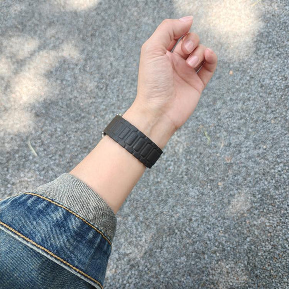 For Apple Watch 46mm / 49mm / 45mm / 44mm I-shaped Three-piece Leather Magnetic Watch Band(Black)