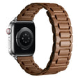 For Apple Watch 46mm / 49mm / 45mm / 44mm I-shaped Three-piece Leather Magnetic Watch Band(Brown) - Watch Bands by PMC TechLife | Online Shopping South Africa | PMC TechLife | Buy Now Pay Later Mobicred