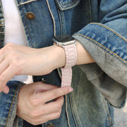 For Apple Watch 42mm / 41mm / 40mm / 38mm I-shaped Three-piece Leather Magnetic Watch Band(Light Pink)