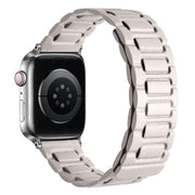 For Apple Watch 42mm / 41mm / 40mm / 38mm I-shaped Three-piece Leather Magnetic Watch Band(Starlight)