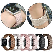 For Apple Watch 46mm / 49mm / 45mm / 44mm I-shaped Three-piece Leather Magnetic Watch Band(Black)