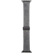 For Apple Watch 46mm / 49mm / 45mm / 44mm Folding Magnetic Buckle Denim Leather Watch Band(Black)