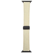 For Apple Watch 46mm / 49mm / 45mm / 44mm Folding Magnetic Buckle Denim Leather Watch Band(Apricot)