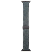 For Apple Watch 42mm / 41mm / 40mm / 38mm Folding Magnetic Buckle Denim Leather Watch Band(Dark Blue)