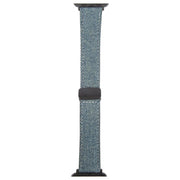 For Apple Watch 42mm / 41mm / 40mm / 38mm Folding Magnetic Buckle Denim Leather Watch Band(Misty Blue)