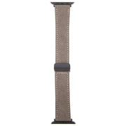 For Apple Watch 42mm / 41mm / 40mm / 38mm Folding Magnetic Buckle Denim Leather Watch Band(Light Brown)