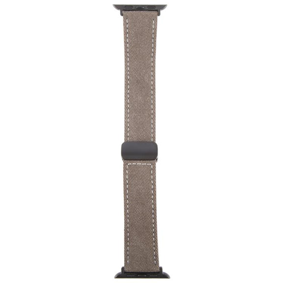 For Apple Watch 42mm / 41mm / 40mm / 38mm Folding Magnetic Buckle Denim Leather Watch Band(Light Brown)