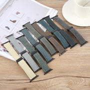 For Apple Watch 42mm / 41mm / 40mm / 38mm Folding Magnetic Buckle Denim Leather Watch Band(Light Brown)