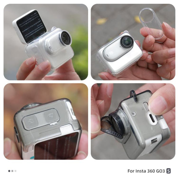 For Insta360 GO 3S Body Soft TPU Protective Case with Lens Cover(Ink Grey)