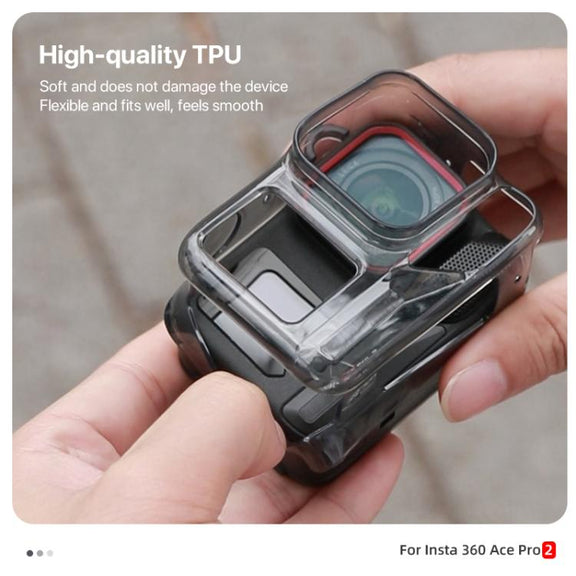 For Insta360 Ace / Ace Pro / Pro 2 Body Soft TPU Protective Case with Lens Cover(Ink Grey)