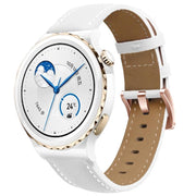 18mm Rose Gold Buckle Leather Watch Band(White)