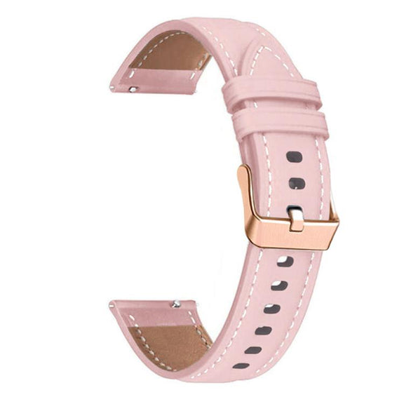 18mm Rose Gold Buckle Leather Watch Band(Pink)