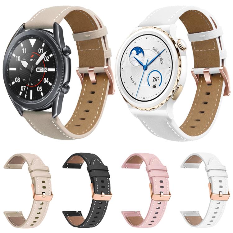 18mm Rose Gold Buckle Leather Watch Band(Pink)