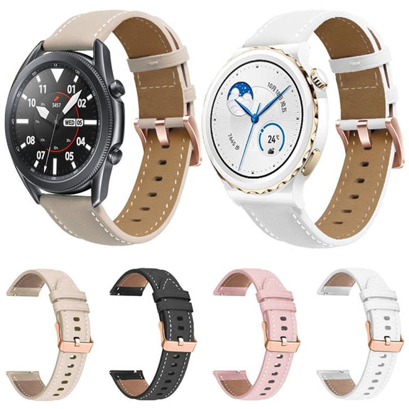 20mm Rose Gold Buckle Leather Watch Band(Apricot)