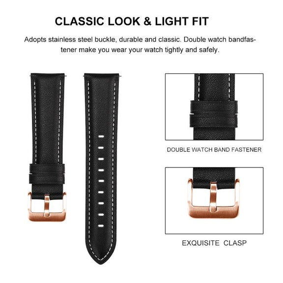 18mm Rose Gold Buckle Leather Watch Band(White)